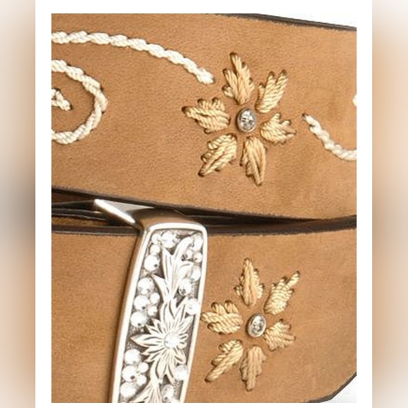 Embroidered Western Belt with Rhinestones by Nocona - Picture 9 of 9